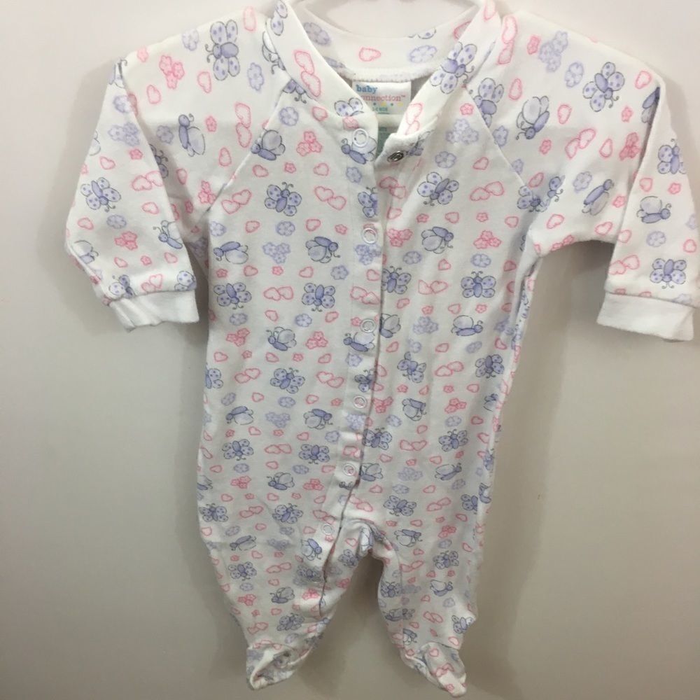 Baby Connection Infant Girls Sleepers with Feet 3-6 mo EUC